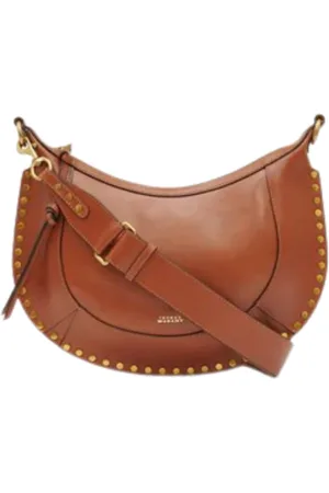 Isabel Marant Tassen, Dames, Bruin, ONE Size, Katoen, Bruine leren schoudertas met afneembare bandjes