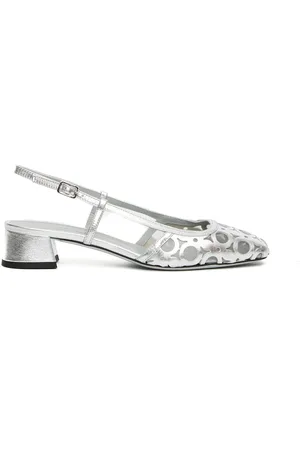 ROBERTO FESTA Schoenen, Dames, Grijs, 40 EU, Zilveren leren en stoffen Slingback schoenen