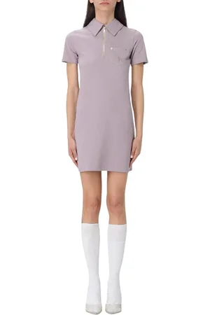Palm Angels Kleedjes, Dames, Paars, L, Katoen, Paarse Polo Jurk voor Vrouwen