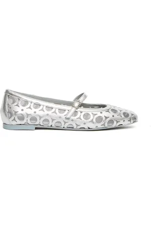 ROBERTO FESTA Schoenen, Dames, Grijs, 38 1/2 EU, Zilveren leren en stoffen ballerina schoenen