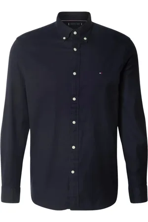 Tommy Hilfiger Overhemden, Heren, Blauw, L, Katoen, Flex Brushed Solid RF Shirt