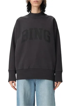 ANINE BING Sweatshirts & Hoodies, Dames, Zwart, S, Zwart Crewneck Sweatshirt Relaxte Pasvorm