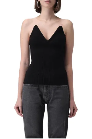 COPERNI Tops, Dames, Zwart, S, Katoen, Geribbelde Gebreide Top