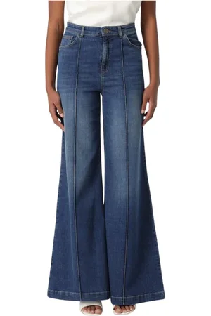 Twin-Set Jeans, Dames, Blauw, W30, Katoen, High Waisted Wide Leg Jeans