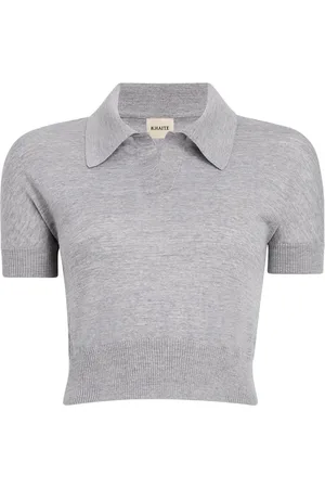 Khaite Tops, Dames, Grijs, M, Lichtgrijze Gebreide Poloshirt