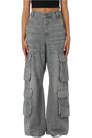 Diesel Jeans, Dames, Zwart, W28, Katoen, Zwarte Cargo Jeans voor Vrouwen