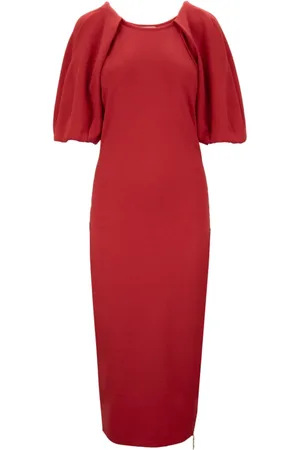 Elisabetta Franchi Kleedjes, Dames, Rood, L, Polyester, Stijlvolle Rits Jurk