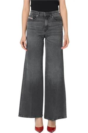 Diesel Jeans, Dames, Zwart, W26, Katoen, Wijde Pijp Zwarte Jeans