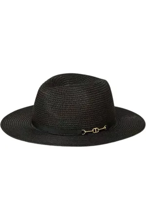 Twin-Set Accessoires, Dames, Zwart, ONE Size, Polyester, Zwarte hoed met brede rand van stro en lint