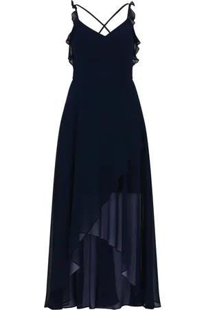 Vera Mont Kleedjes, Dames, Blauw, 2Xl, Elegante Avondjurk met Ruches