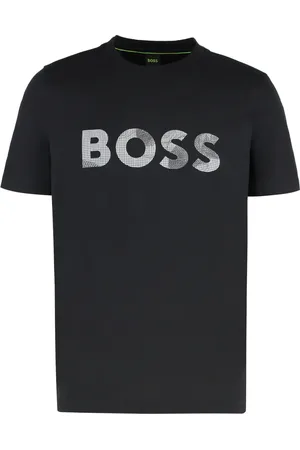 HUGO BOSS Tops, Heren, Zwart, XS, Katoen, Geribbelde ronde hals katoenen T-shirt