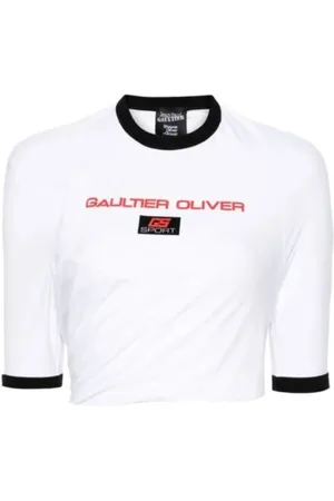 Jean Paul Gaultier Tops, Dames, Wit, S, Witte Twisted Ringer Tee
