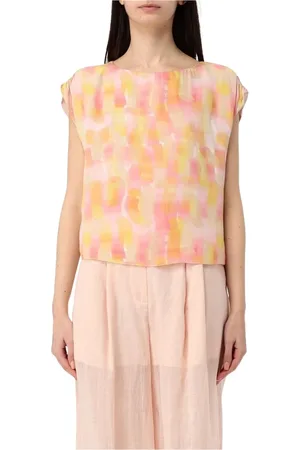 Armani Exchange Tops, Dames, Veelkleurig, XS, Stijlvol Abstract Print Blouse