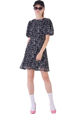 Silvian Heach Kleedjes, Dames, Zwart, S, Polyester, Korte jurk met ballonmouwen