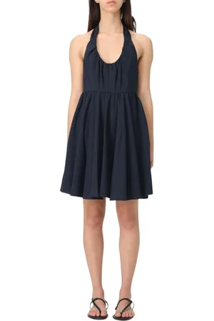 Armani Exchange Kleedjes, Dames, Blauw, S, Polyester, Blauwe Halternek ALine Mini Jurk