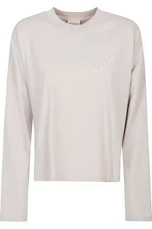 Closed Tops, Dames, Grijs, S, Grijze Crew Neck Korte Mouw Sweater