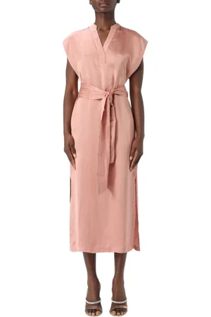Twin-Set Kleedjes, Dames, Rood, L, Chique Kant Jurk Koraal