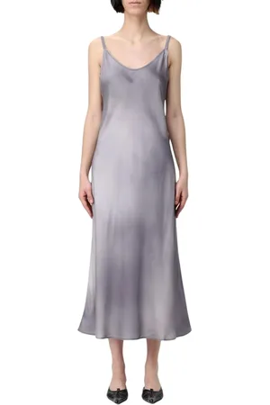 Acne Studios Kleedjes, Dames, Grijs, S, Elegante Grijze Zijden Slip Jurk