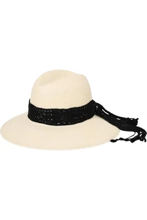 Borsalino Accessoires, Dames, , S, Katoen, Elegante Zwarte Gehaakte Band Hoed