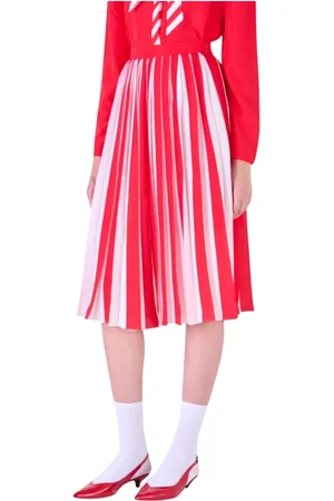 Silvian Heach Rokken, Dames, Rood, XS, Polyester, Geplooide midi-rok met contrastkleuren