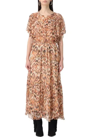 Isabel Marant Kleedjes, Dames, Oranje, S, Vibrant Gerimpelde Oranje Midi Jurk