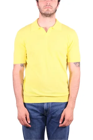 Roberto Collina Tops, Heren, Geel, M, Katoen, Gele Polo Shirt Casual-Chic Stijl
