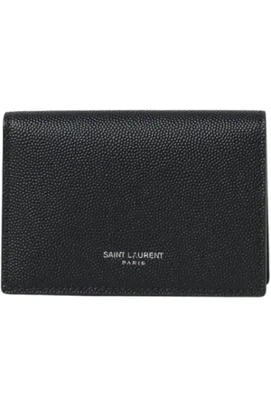 Saint Laurent Accessoires, Heren, Zwart, ONE Size, Klassieke Leren Portemonnee met Kaartsleuven