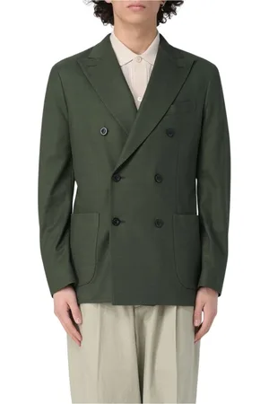 Boglioli Jassen, Heren, Groen, M, Leer, Groene Double Breasted Blazer