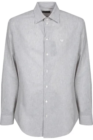 Emporio Armani Overhemden, Heren, Bruin, S, Katoen, Gestreept overhemd met lange mouwen