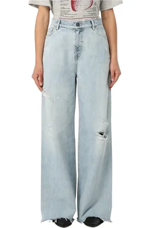 Golden Goose Jeans, Dames, Blauw, W26, Katoen, Wijde Distressed Jeans
