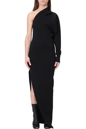 Rick Owens Kleedjes, Dames, Zwart, S, One-Shoulder Maxi Jurk