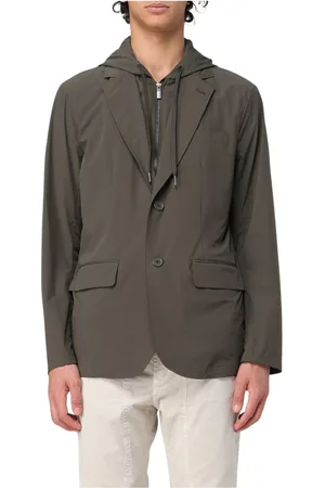 Armani Exchange Jassen, Heren, Groen, XL, Leer, Moderne Hooded Blazer Jas