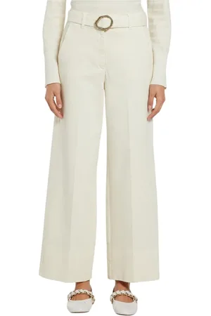 MARELLA Broeken, Dames, , L, Katoen, Wijde Pijp Roomkleurige Broek