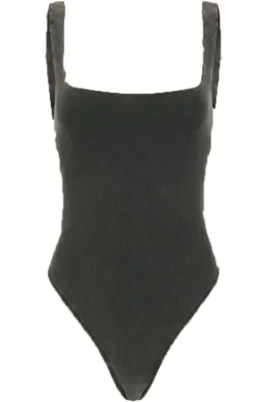 Entire Studios Tops, Dames, Zwart, M, Bodysuit met Vierkante Halslijn