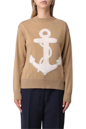 Max Mara Truien, Dames, Bruin, L, Wol, Anker Gebreide Trui Kamelenwol