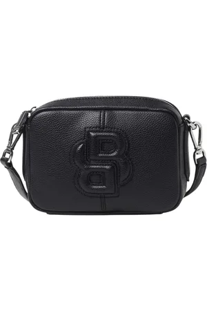 HUGO BOSS Tassen, Dames, Zwart, ONE Size, Leer, Zwarte leren crossbodytas