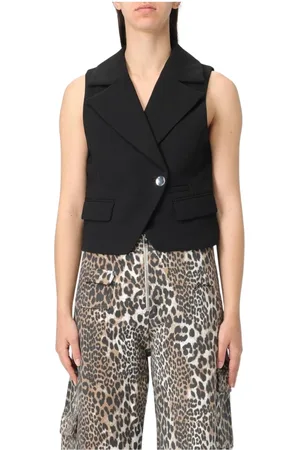 Ganni Jassen, Dames, Zwart, S, Zwarte Mouwloze Vest Laagjesstuk