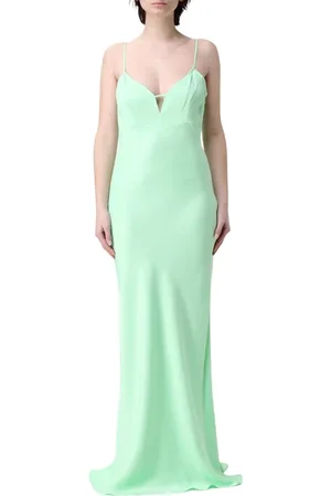 Twin-Set Kleedjes, Dames, Groen, L, Elegante Zwarte V-hals Jurk