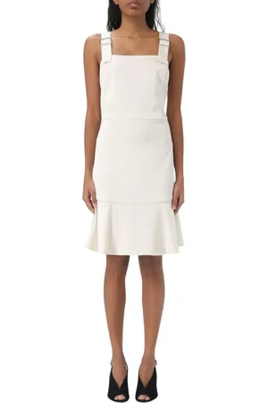 Armani Exchange Kleedjes, Dames, Wit, M, Witte Buckle Strap Jurk