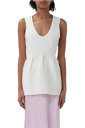 Jil Sander Tops, Dames, Wit, M, Katoen, Witte Mouwloze Katoenen Top