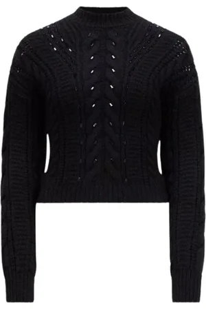 Moncler Truien, Dames, Zwart, L, Wol, Zwarte Geborduurde Mohair & Wollen Trui
