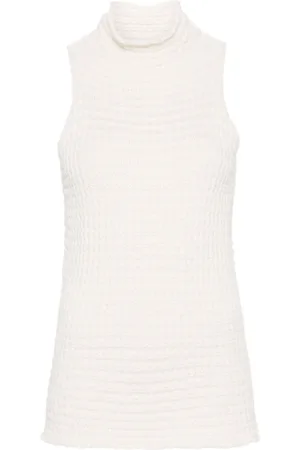 Jil Sander Tops, Dames, Wit, S, High Neck Mouwloze Top