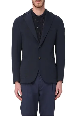 ELEVENTY Jassen, Heren, Blauw, L, Blauwe Gebreide Blazer met Zakken