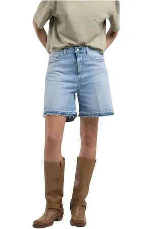 Replay Korte broeken, Dames, Blauw, W28, Denim, Comfort Fit Denim Shorts voor Vrouwen