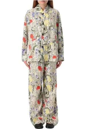 Bottega Veneta Nachtkleding & Lounge, Dames, Veelkleurig, XS, Zijden Bloemenpyjamaset