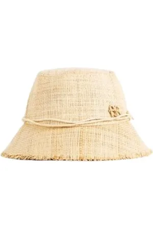 Ruslan Baginskiy Accessoires, unisex, , M, Straw Bucket Hat met RB Logo