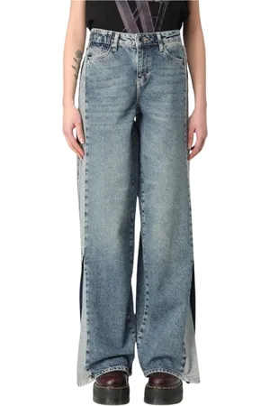 Armani Exchange Jeans, Dames, Blauw, W25, Denim, Wijde spijkerbroek met zijpaneeldetail