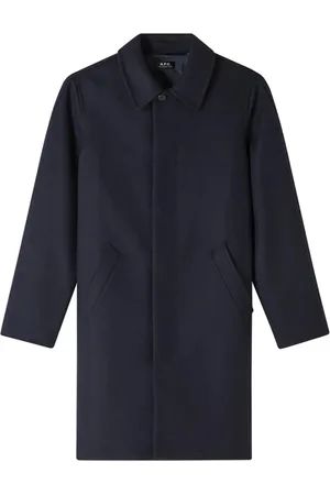 A.P.C. Jassen, Heren, Blauw, XL, Wol, Navy Blauwe Wollen Regenjas Recht Model