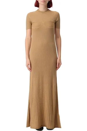 Max Mara Kleedjes, Dames, , L, Geribbelde Gebreide Maxi Jurk in