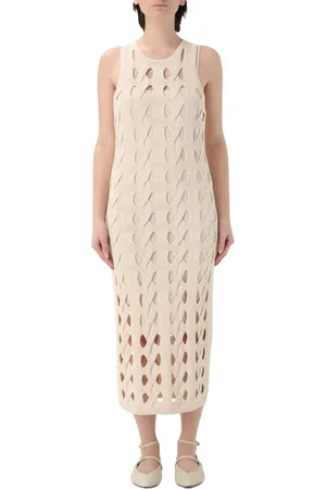 Pinko Kleedjes, Dames, Wit, L, Elegante Cut Out Midi Jurk